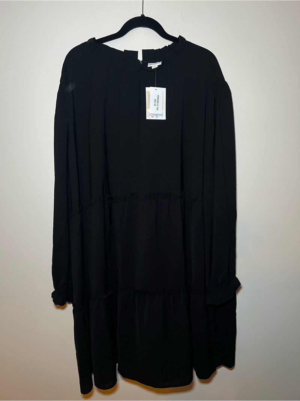 LuLaRoe Anabelle Black Long Sleeve Tiered Dress